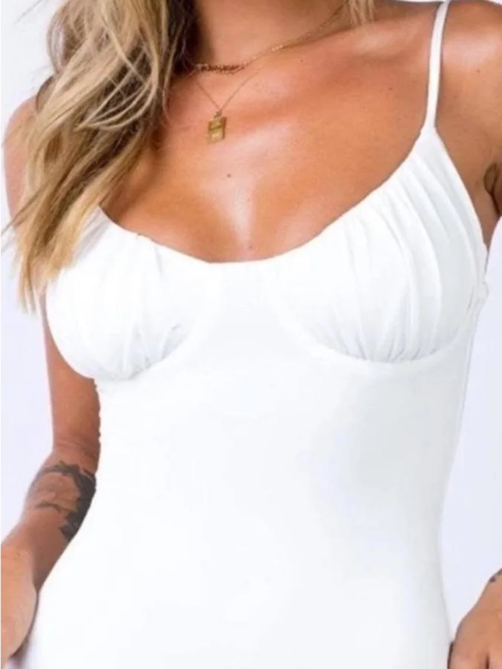 Princess Polly White Ruched Bust Bodysuit